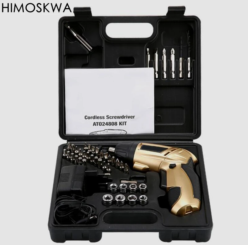 

HIMOSKWA 4.8v 45pcs Electric Screwdriver Lithium Battery Rechargeable Multi-function cordless Electric Drill