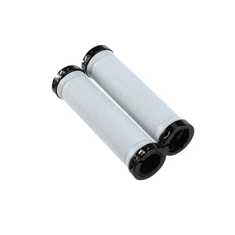 A Pair of Mountain Bike Bicycle MTB Non-Slip Rubber Lock On Handlebar Grips(White - Цвет: White