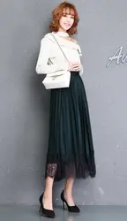 GRUIICEEN Высокая талия офисная одежда юбки для женщин женские Двусторонняя кружево плиссированные Длинная юбка корейский стиль GY2018691