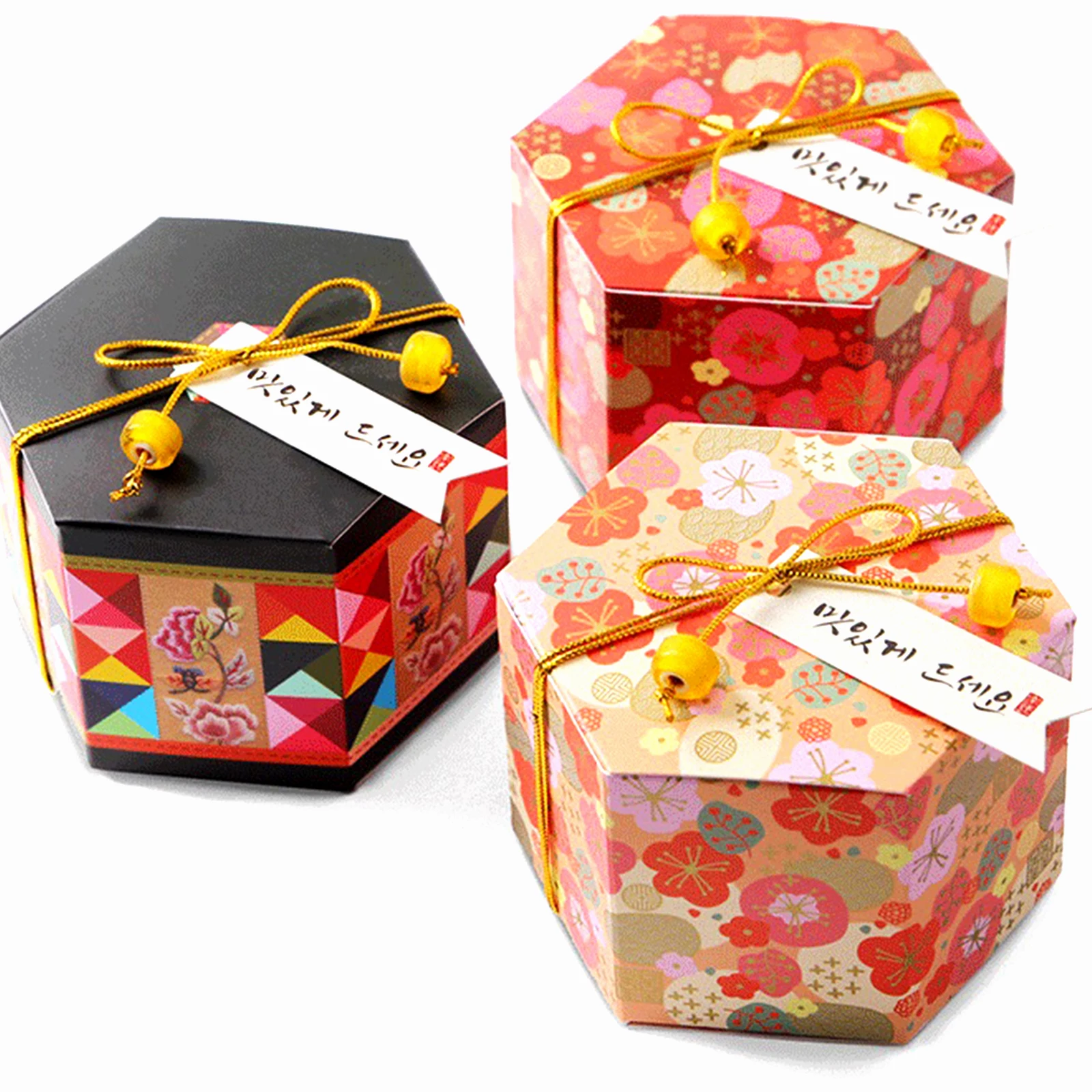 5 шт. бумажная Цветочная Шестигранная упаковка для конфет, печенья шоколадный подарок коробка с лентой для дня рождения свадьбы Крещения юбилей тема Вечерние
