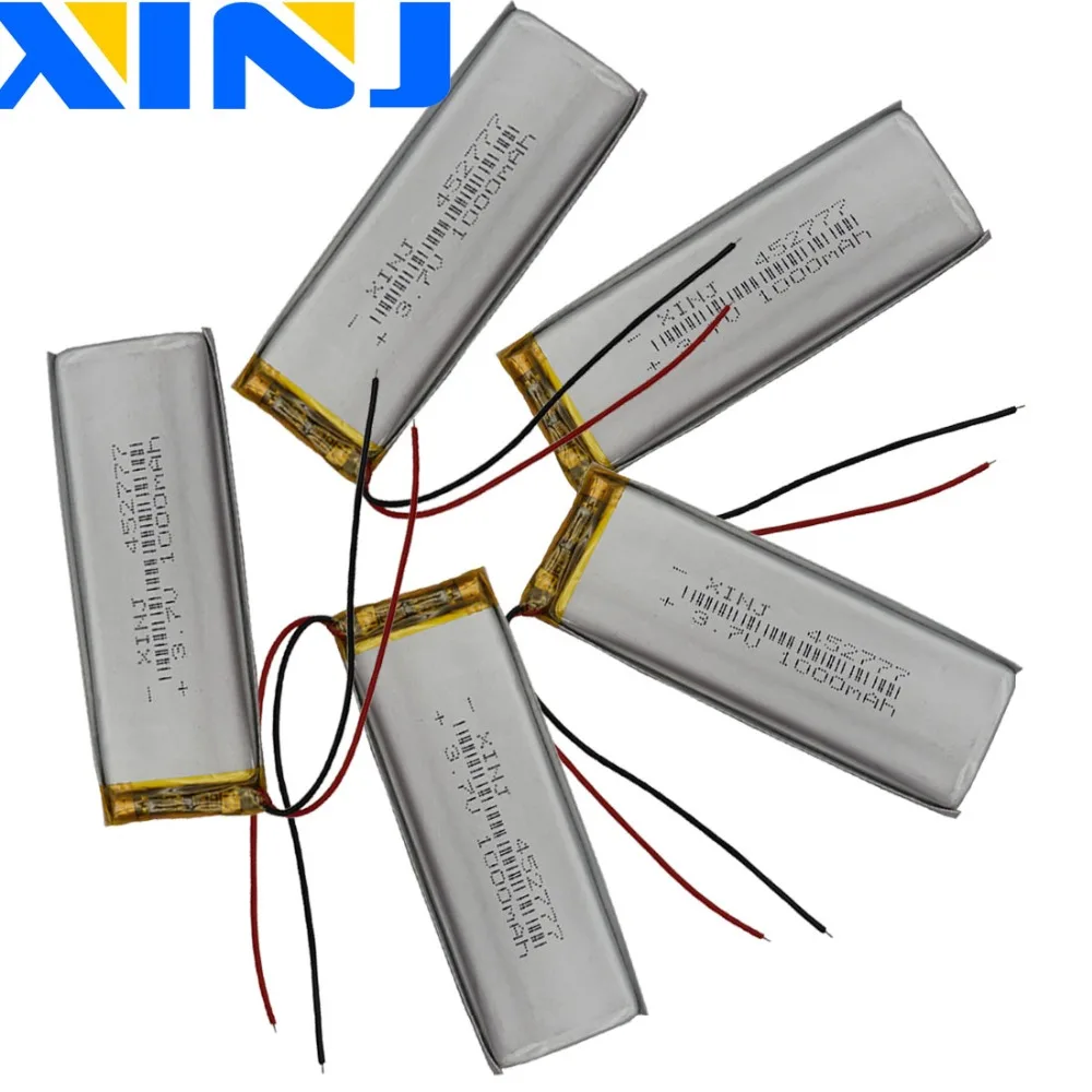 

5pcs 3.7V 1000mAh 3.7Wh Polymer Li Lithium Battery Lipo Cell 452777 For Phone Camera Music Player Pen Bluetooth Earphone Speaker