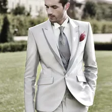 Настроить сделал серебристо-серый дворец смокинг дешевые модные Нарядные Костюмы для свадьбы для мужчин формальный костюм смокинг для жениха(куртка+ брюки+ жилет+ галстук