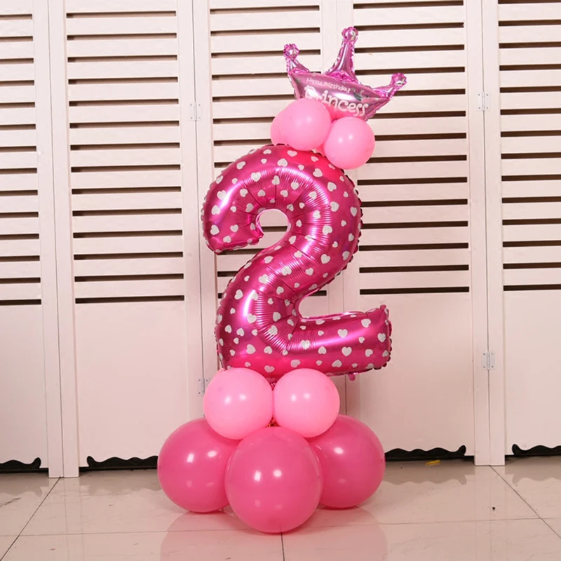 32 дюймов розовый и голубой номер фольги шары цифры баллоны с гелием день рождения свадьбы декор воздушные шары события вечерние принадлежности