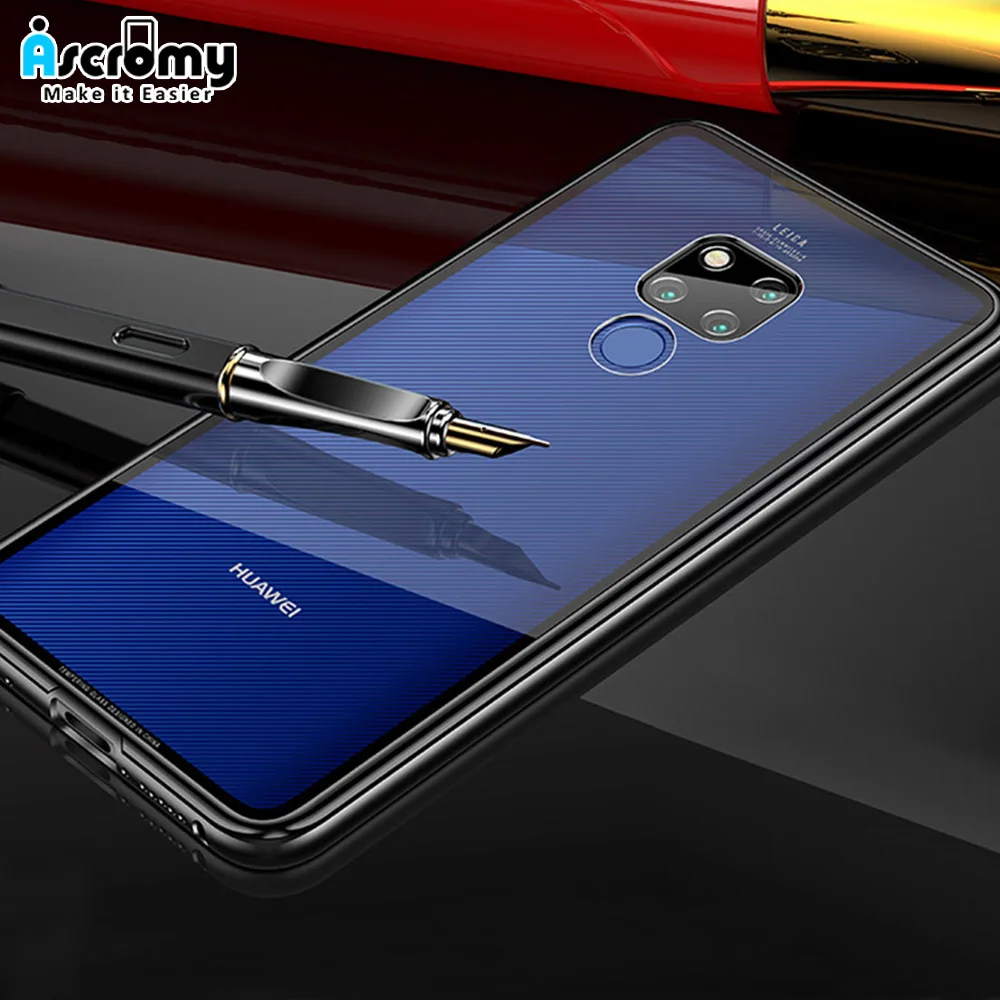 Ascromy металлический бампер чехол для Huawei Mate 20 Pro алюминиевая рамка Кристалл