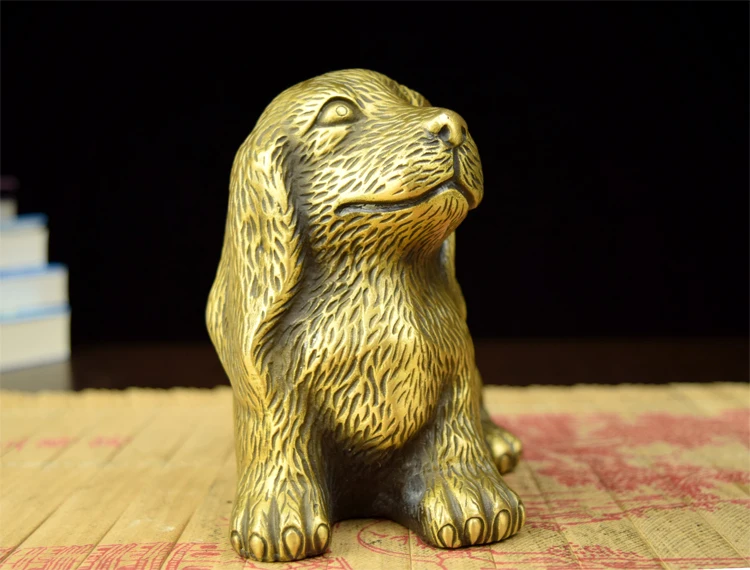 SHUN brass copper dog Decoration Lying dog Casting forming Hollowin