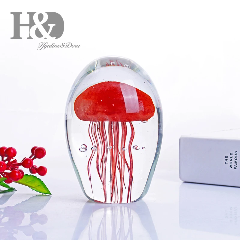 H& D 4,5 дюймов ручная выдувная стеклянная Медуза пресс-папье домашний декор стеклянная Медуза Minature Статуэтка стекло ремесло подарок для дома и офиса