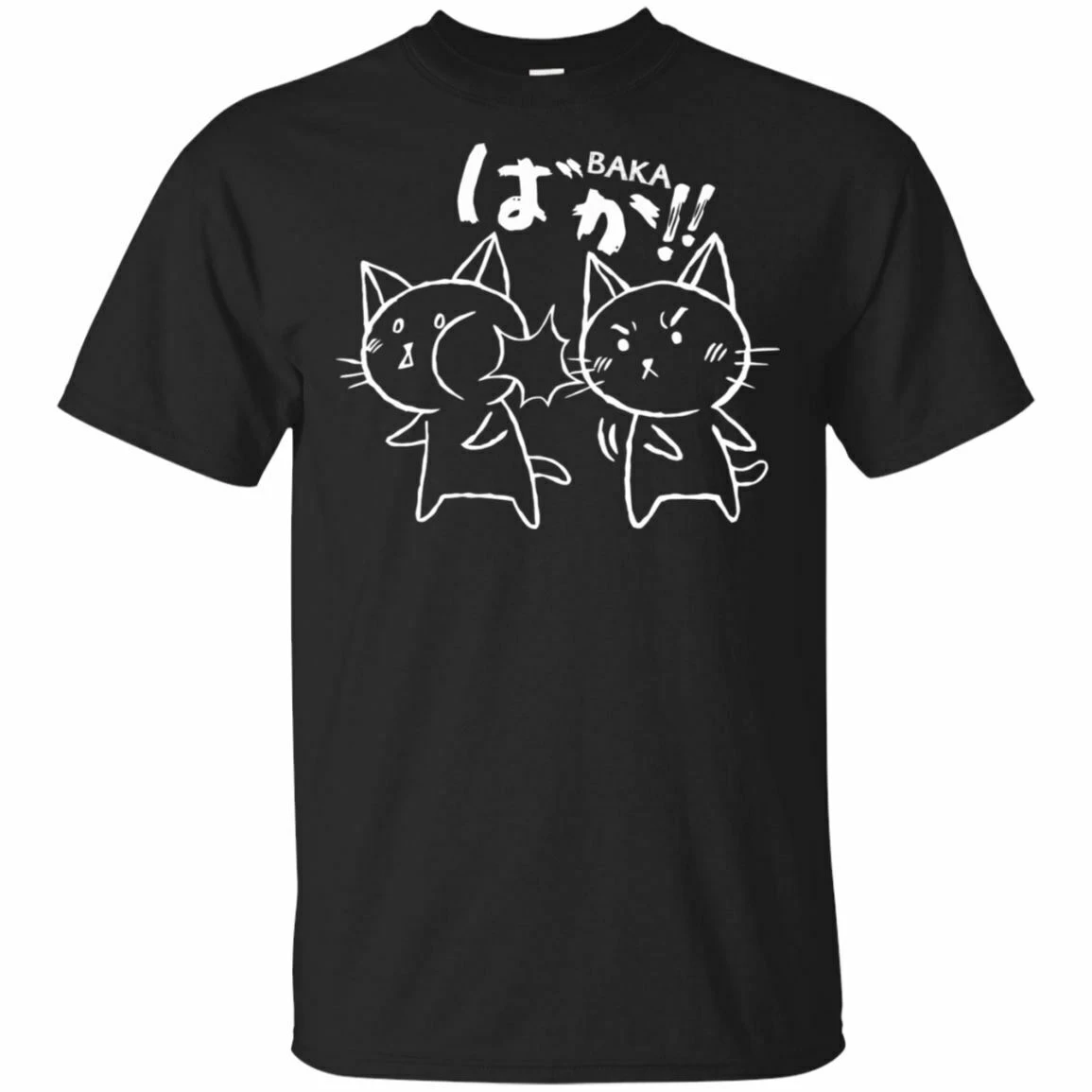 Забавная аниме Baka Cat Slap футболка подарок отаку японская черная темно синяя