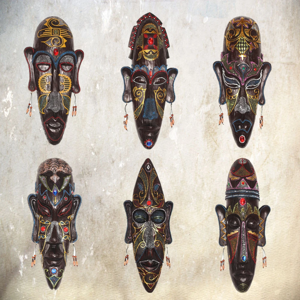 

Hand Made Resin Africa Tribes Mask Ornament Tourist Souvenir Gadget Bar Wall Decoration Home Decor Birthday Gift DEC230