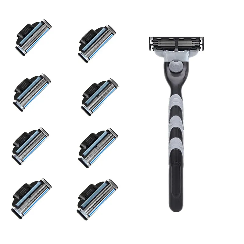 

8pcs+1pcs Holder Male Manual Razor Blades for Gillettee Mach 3 Replacement Blades Men Face Care Shaving Razor Blade