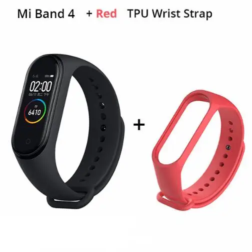 add red strap Xiaomi mi Band 4 новейший музыкальный Смарт mi band 4 браслет пульсометр фитнес 135 мАч цветной экран Bluetooth 5,0 - Цвет: add red strap