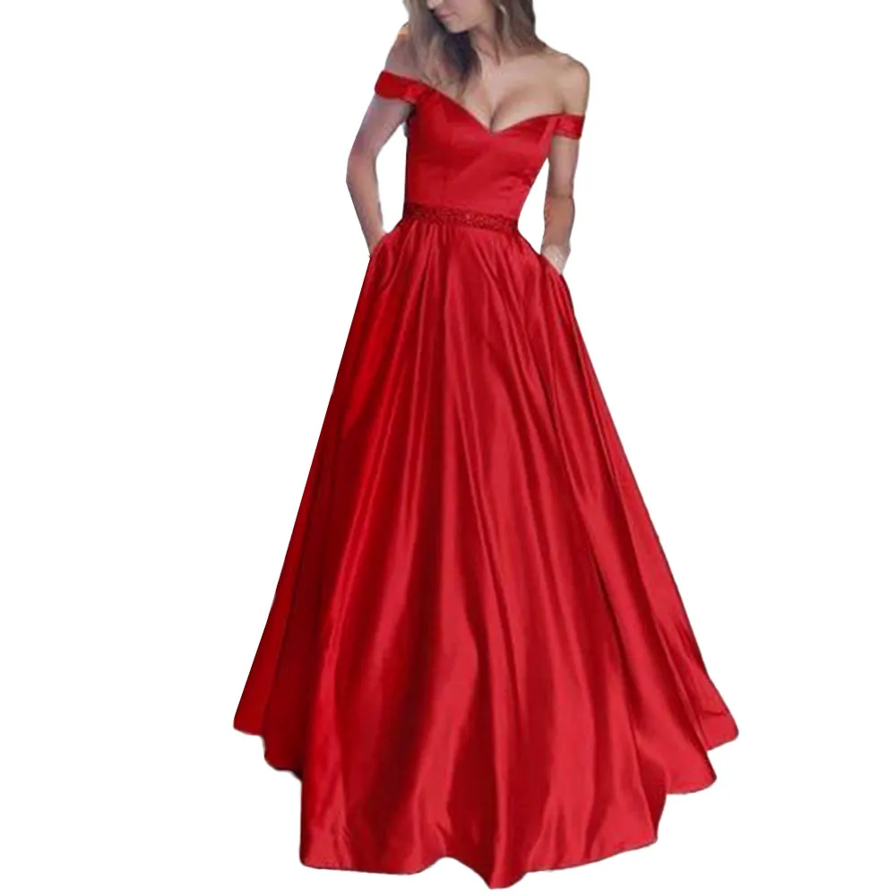 

Women Sexy Sleeveless Vest Solid Sexy Lace Soild Sling Party Long Dress Elegant V-neck waist dress New Arrival 2019