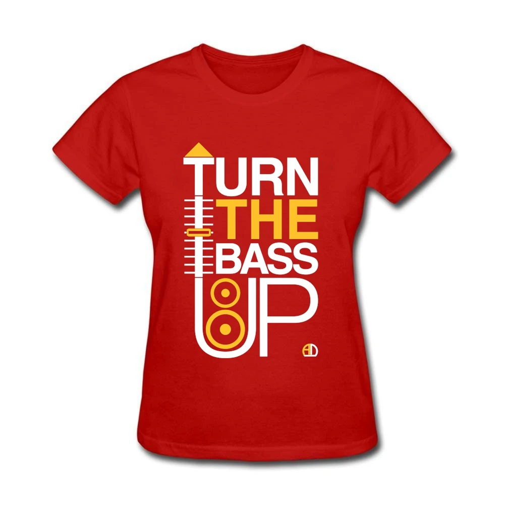 Женская футболка с надписью TURN THE BASS UP|tshirt women|womens tee shirtstee shirt |