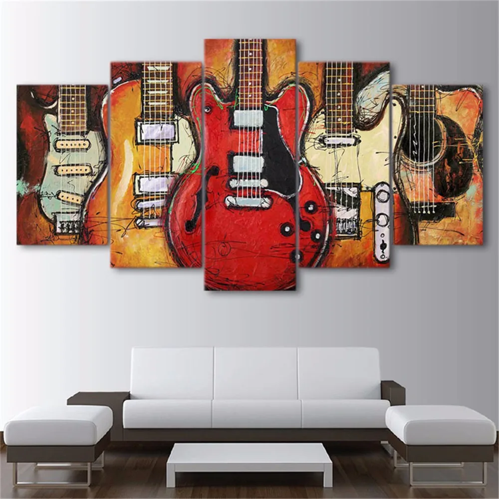 Buy 5 Panels Waterproof Canvas Painting Abstract