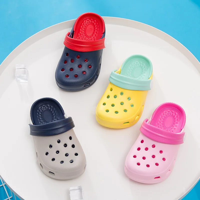 2019 Summer Children Slippers Girls Boys Cute Solid Color Fashion Hold Out Kids Sandals Anti-Slip Home Shoes Baby Beach Shoes