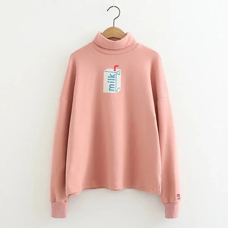 

Autumn And Winter Fashion New Women's Pullover Sweatshirt Loose Cotton Long-sleeved Shirt Female High Collar Letter Embroidery