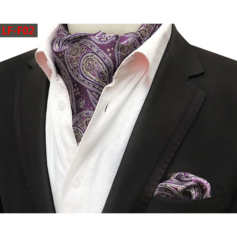  Men Bright Color Paisley Floral Ascot Cravat Tie Pocket Square Handkerchief Set HZTIE0330