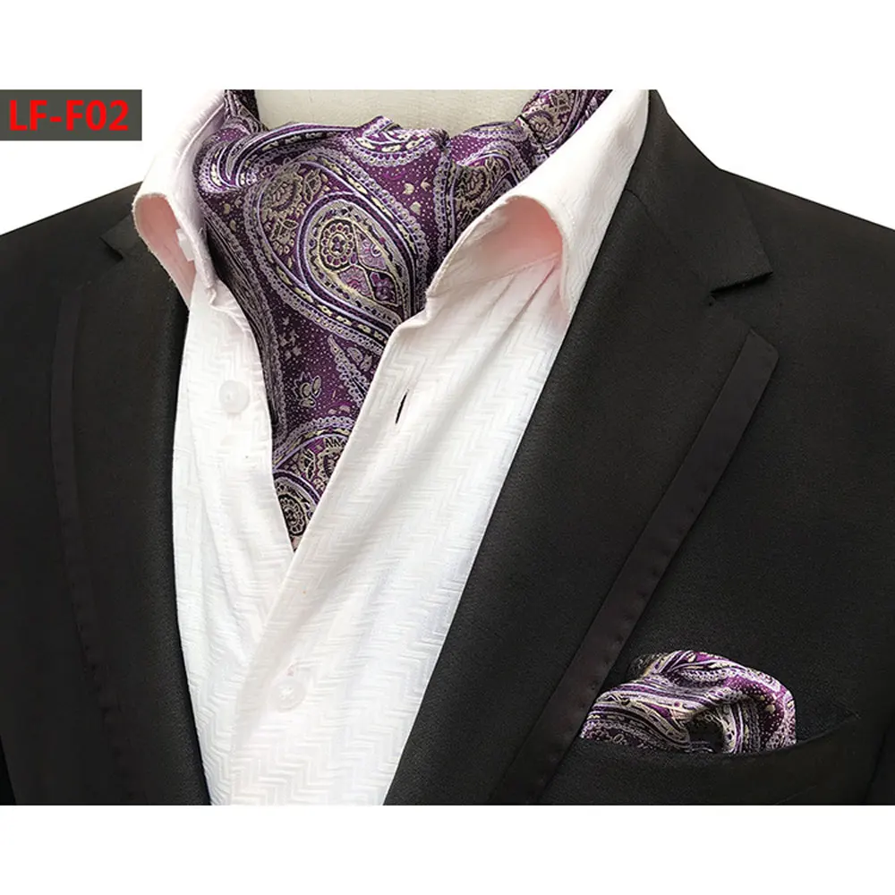  Mens Cravat Paisley Floral Ascot Scarf Handkerchief Pocket Square Matching Set