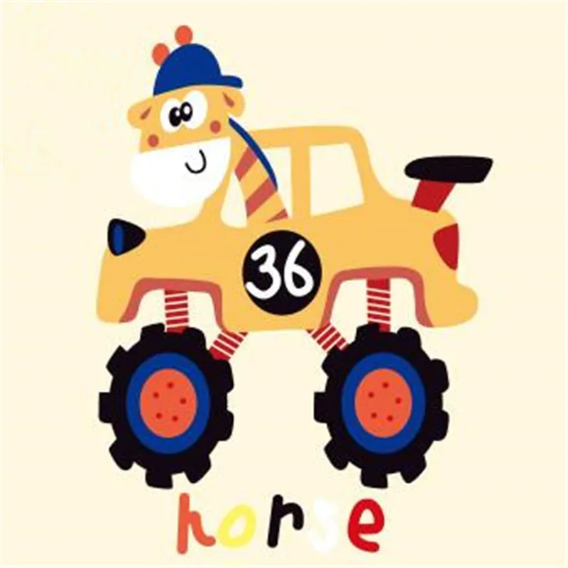 

Clothes printed patch deal with it giraffe car cartoon pattern Heat transfer printing Iron on patches for clothing Diy design