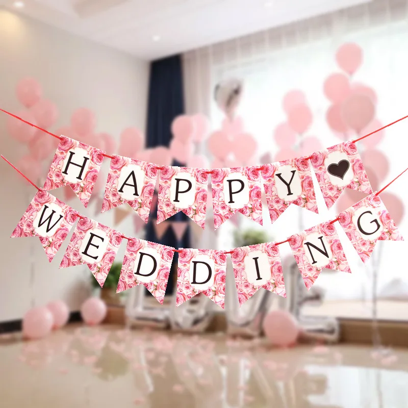 

New Fashion Happy Wedding Banner Favors Just Marry Rustic Garland Wedding Decoration Table Room Party DIY Decoration Supplies