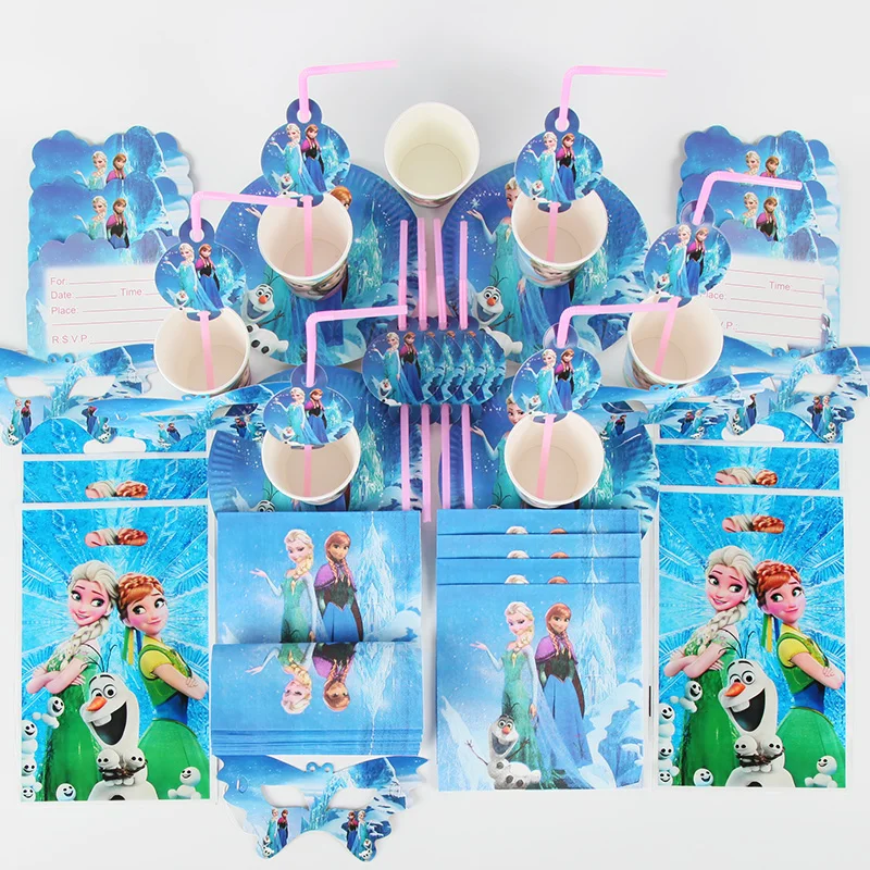 

140pcs/lot 20 People Disney Frozen Disposable Tableware Sets Baby Shower Decorations Evnent Party Supplies