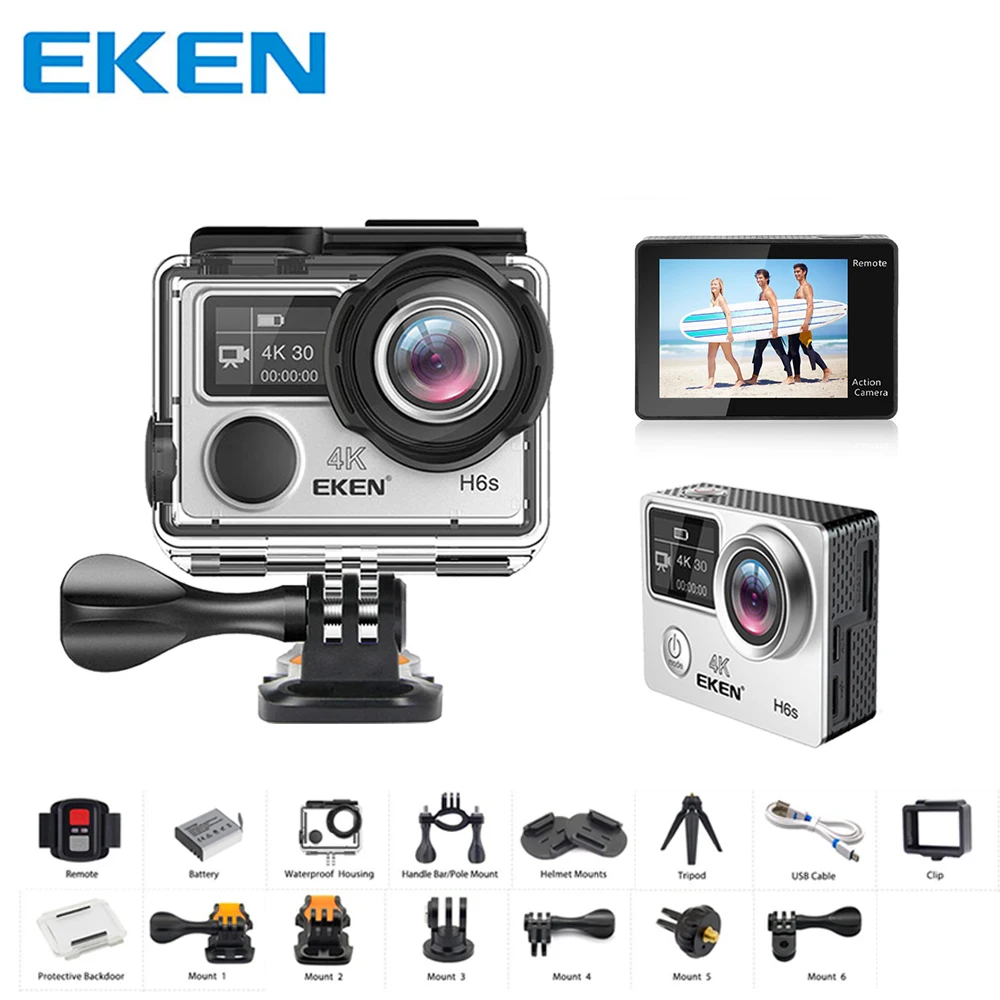 Оригинальная Экшн камера EKEN H6S Ultra HD 4K EIS стабилизация изображения Ambarella A12 с чипом