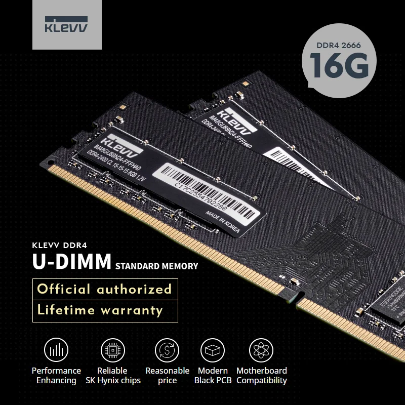 Klevv ddr4 ram 16GB 8GB 4GB 2666MHz DIMM настольная память поддержка черная материнская плата 1 2 V