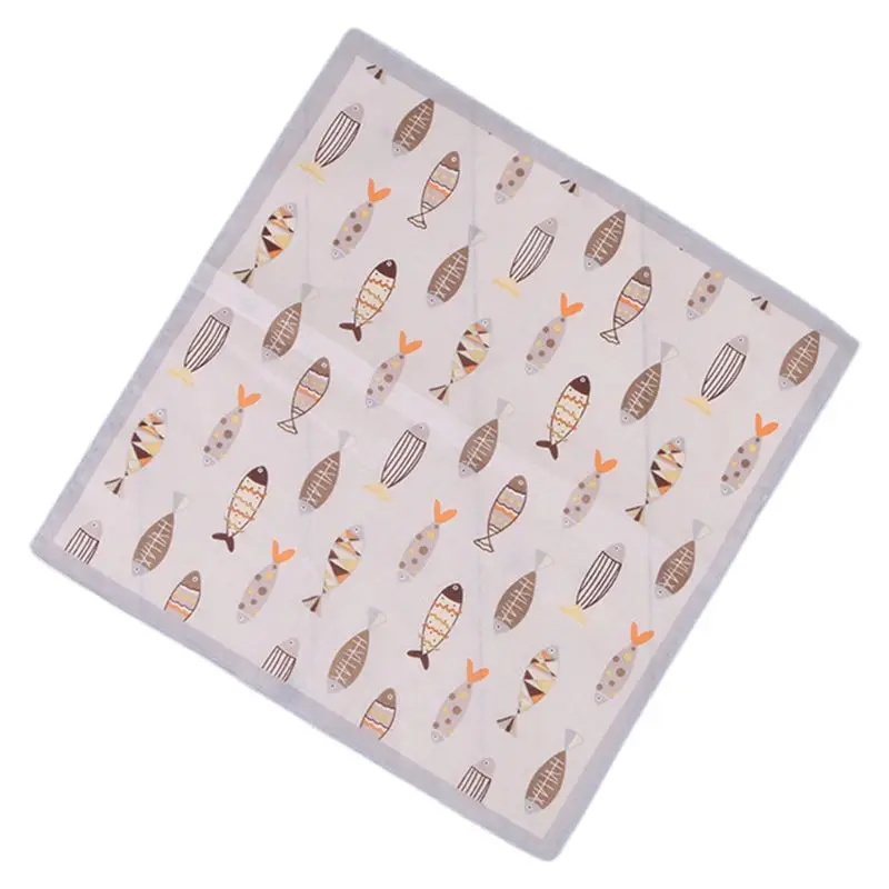 35x35 см для детей 60 s хлопок квадратный носовой платок милый мультфильм животных Рыба Печать полотенца для малышей сладкие конфеты цвета Hankies