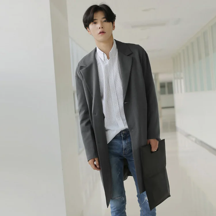 S 3XL NEW 2017 ! long trench coat Men's clothing loose trench