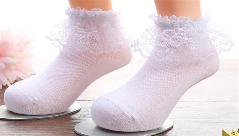 5 пар детских носков весенне-осенние удобные хлопковые носки для маленьких девочек Детские однотонные дышащие носки с кружевом для малышей 5 цветов