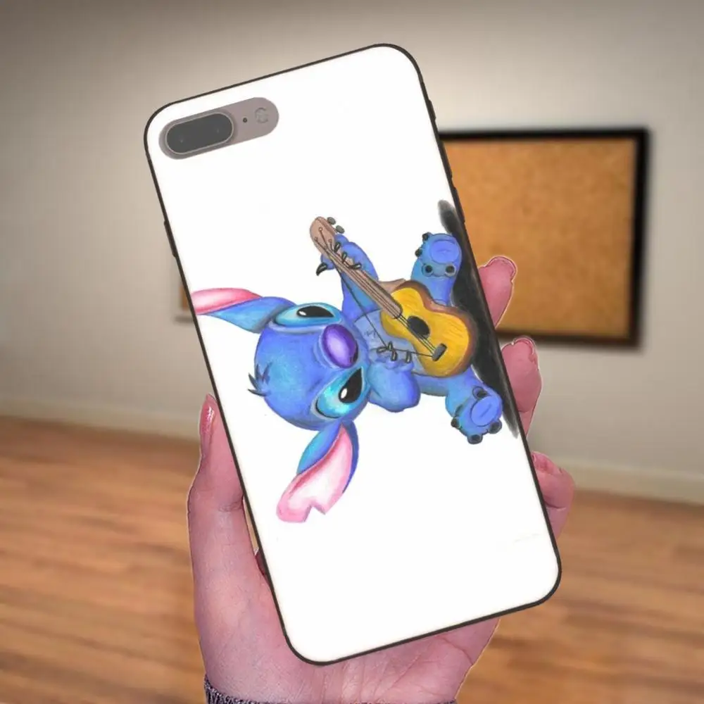 Мягкий Силиконовый ТПУ Черный протектор для Apple iPhone X XS Max XR 4 4S 5 5S SE 6 6S 7 8 Plus Lilo & Stitch