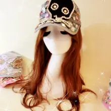 Милая принцесса Лолита Черный Большой Алмазный Череп лук блестка горный хрусталь Металлический драгоценный камень сверло в форме когтя джинсовый грузовик плоская военная шляпа