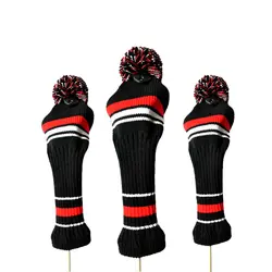 3 шт гольф клуб трикотажные головные уборы головы крышки красные и белые полосы Гольф Носок (черный и красный)