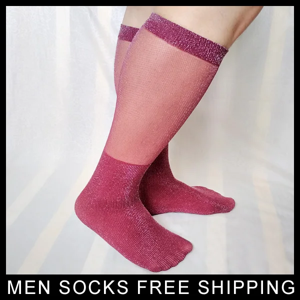 Мужские носки, длинные, эластичные, сексуальные, прозрачные, сетчатые, с блеском, мужские, формальные, модные носки, чулки для геев