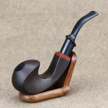 

High Quality 16cm Smoking Pipe 9mm Filter Ebony Wood Pipe Creative Big Tobacco Pipe Best Wooden Pipe free tools gift set