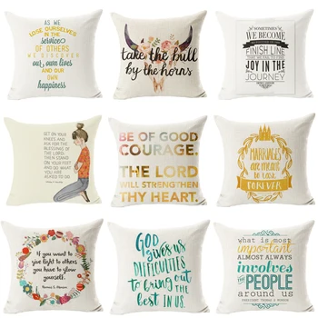 

Classic Words Pillowcase Cushion Cover Cotton Linen Letter Style Famous Aphorism Home Deocrative Pillows Cover for Sofa Cojines
