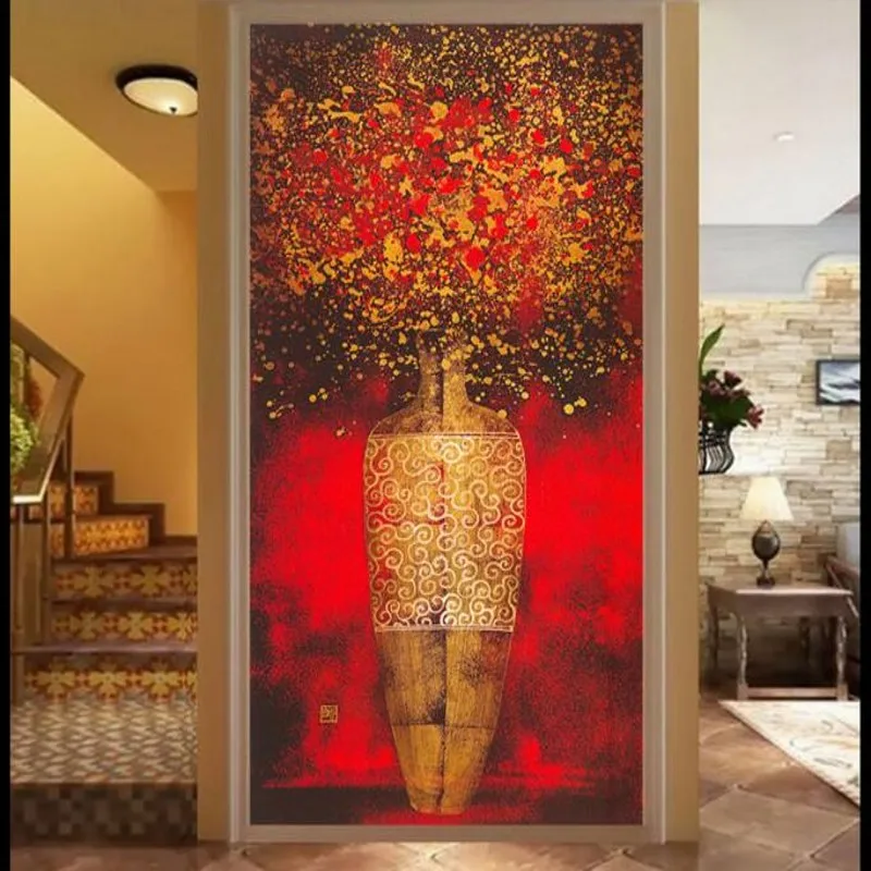 

beibehang Western European painting wallpaper abstract wallpaper sliding door entrance vase