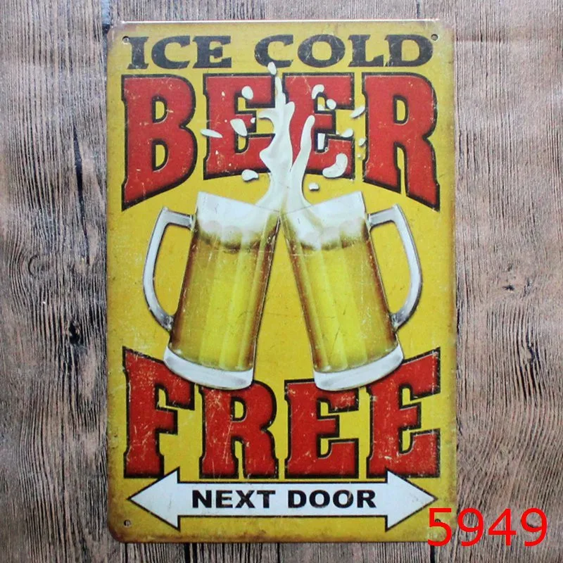 Холодное пиво здесь живопись художественный плакат античные металлические жестяные знаки Бар Паб Клуб дома декоративные Ретро наклейки на стену YN010
