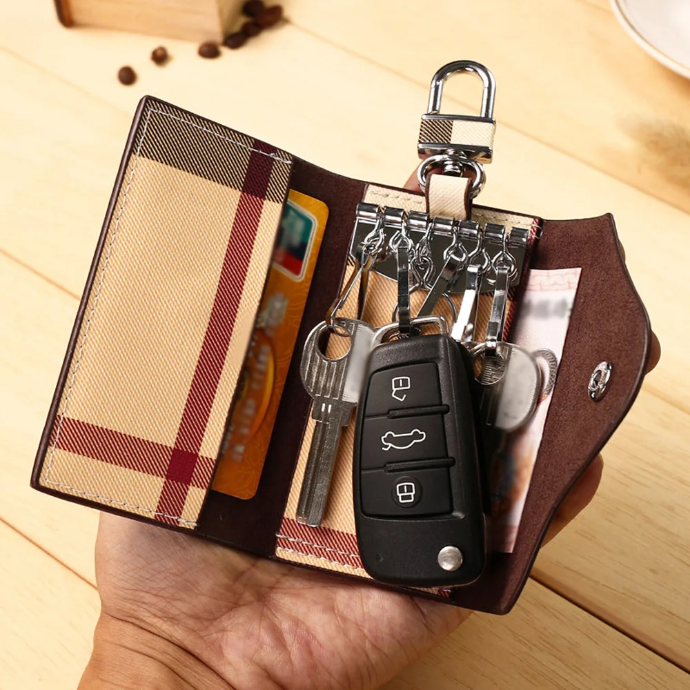 

Car Key Wallet Key Chain Bag Keyfob Pendant Holder Leather Organizer Universal Replacement Tool Kit