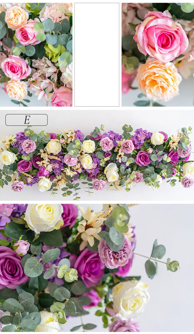 Flone 100cm high quality Rose Artificial Silk Flower Row For Wedding Arch Background wall stage party props Decoration Flower Accessories  (7)