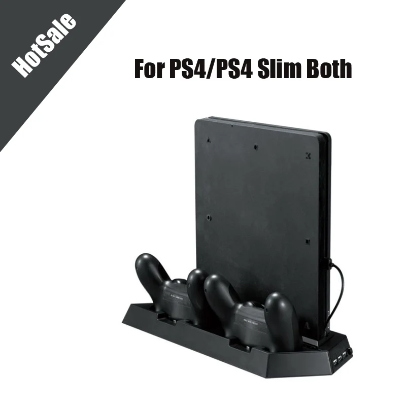 Вертикальная подставка для PS4 Slim охлаждающий вентилятор двойная зарядная