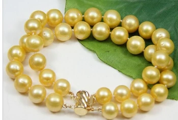 

wyan 820 2 ROW 9-10MM NATURAL SOUTH SEA YELLOW PEARL BRACELET 7.5-8"