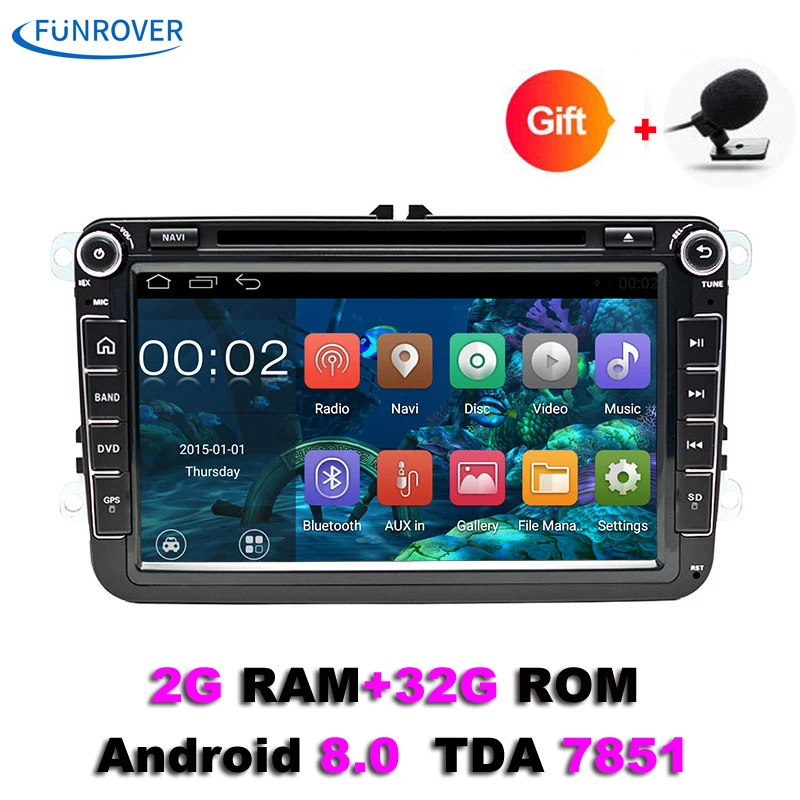Funrover 2 Din 8 font b Car b font font b Radio b font For Volkswagen