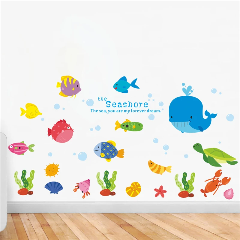 

underwater fish bubble wall decals for kids rooms bathroom home decor pvc cartoon animals 30*90cm wall stickers pvc mural art