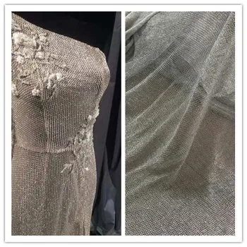 

JIANXI.C-122304 embroidery lace fabric best quality silver african tulle mesh lace for sawing dress