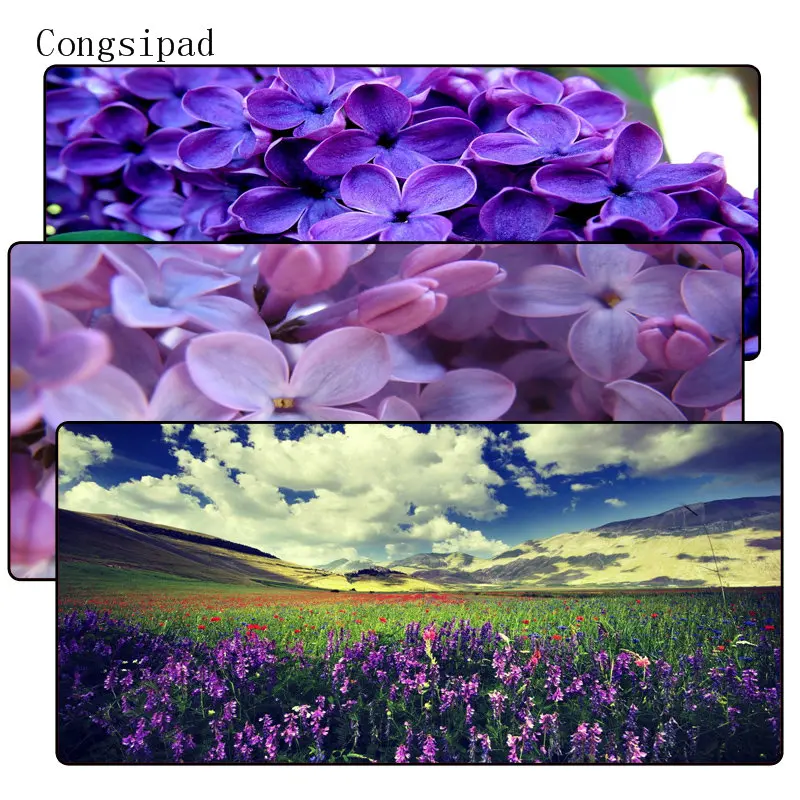 Congsipad Beautiful lavender Flowers Large Mouse Pad Overlock Edge Big Gaming mouse Pad Send BoyFriend the Best Gift 400*900*2MM