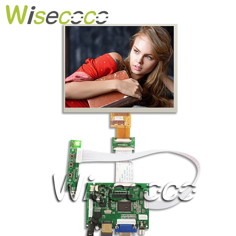 Плата драйвера управления Wisecoco /VGA/AV + 8-дюймовый HE080IA-01D 1024*768 IPS ЖК-дисплей высокой