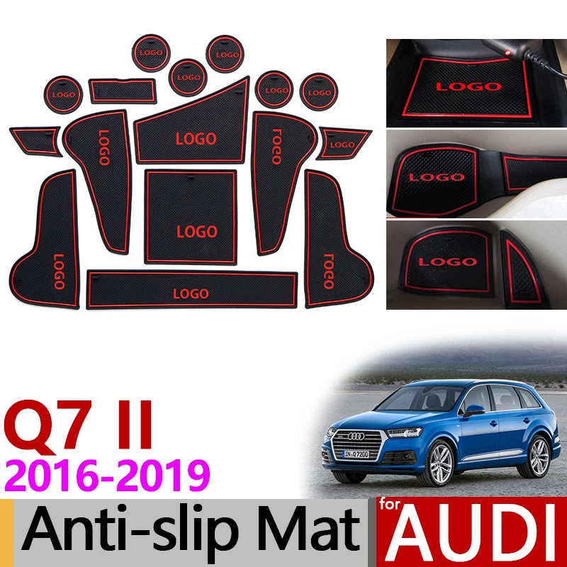 Для Audi Q7 2016 2017 2018 2019 MK2 4 м противоскользящие резиновые коврики чашка Подушка дверь