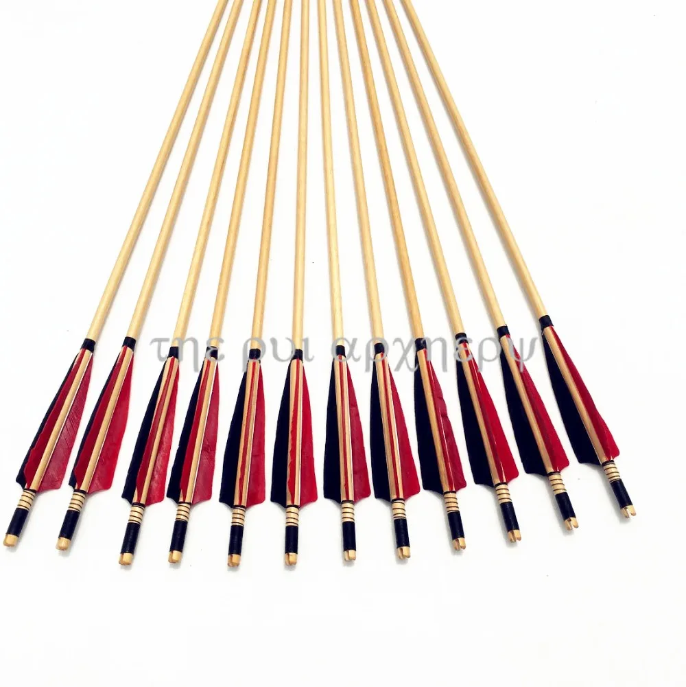 Online 6 12 24 stücke holz Pfeile Befiederung Türkei Feder für Traditionelle Bogenschießen Longbow   Recurve Bogen