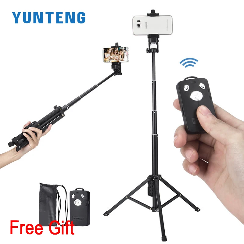 All in 1 Compact Aluminium Travel Tripod Monopod Bluetooth Remote Shutter Control font b Selfie b
