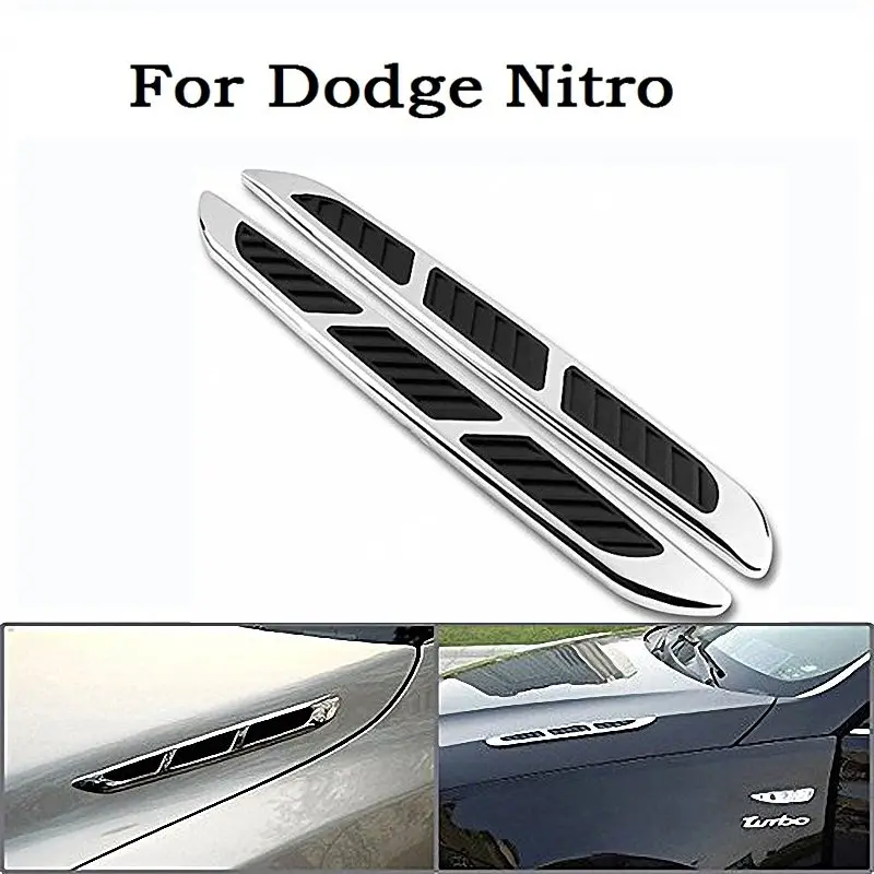 

new Car Style Custom Chrome Plated Black Decorative Bonnet Hood Air Flow Intake Turbo Side Vent Cover 3M Tape For Dodge Nitro